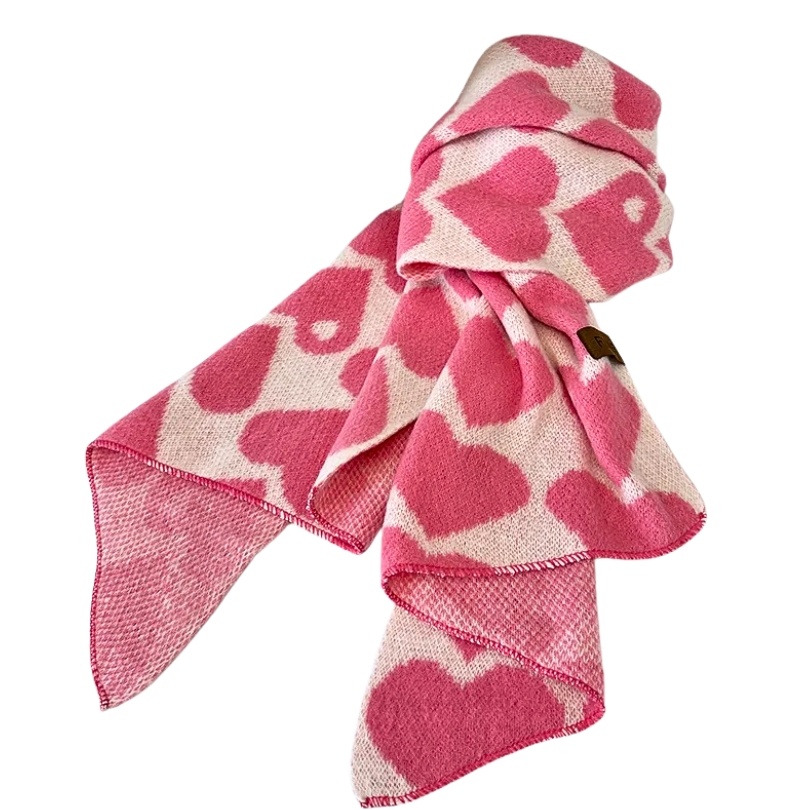 Fular mare tricotat - Hearts