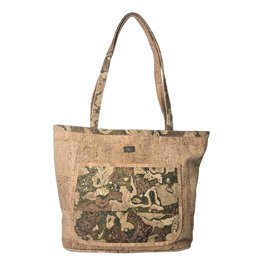 Geanta dama shopper din pluta Natural Map