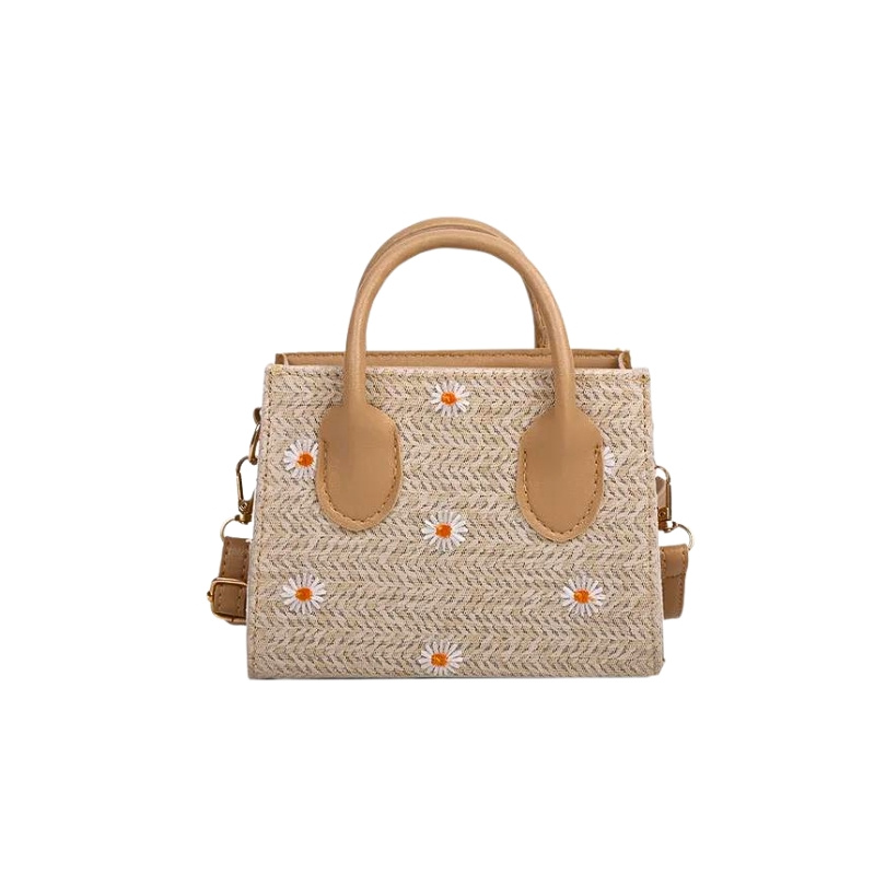 Gentuta crossbody din rafie Camel Daisy