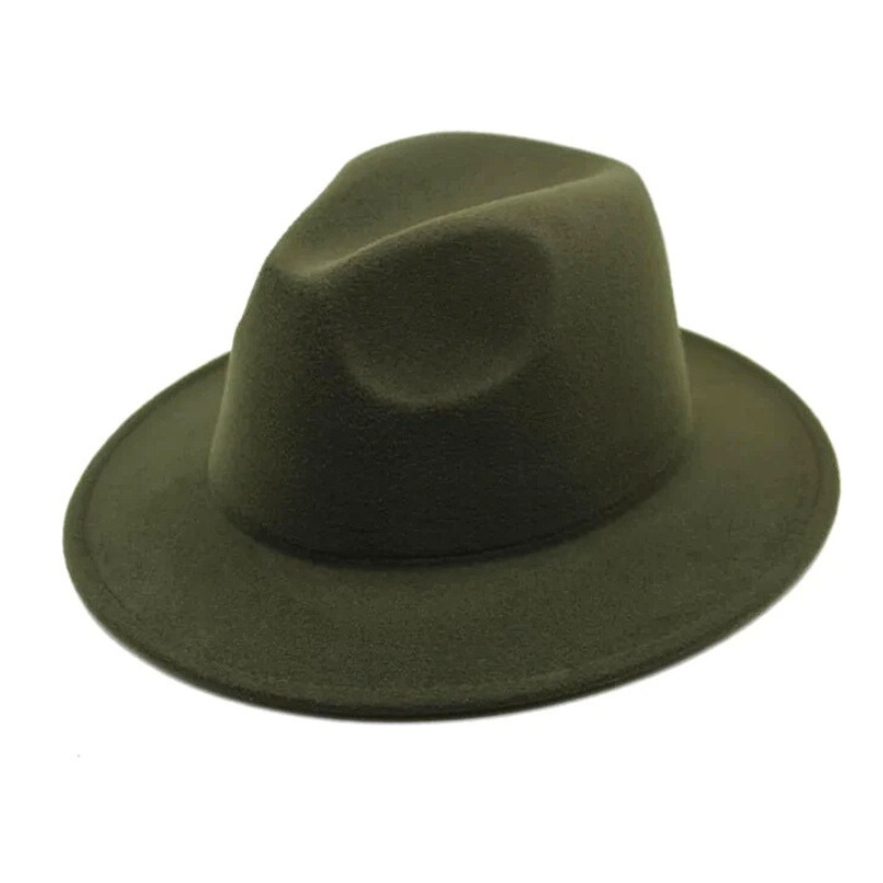 Palarie tip Fedora din fetru kaki