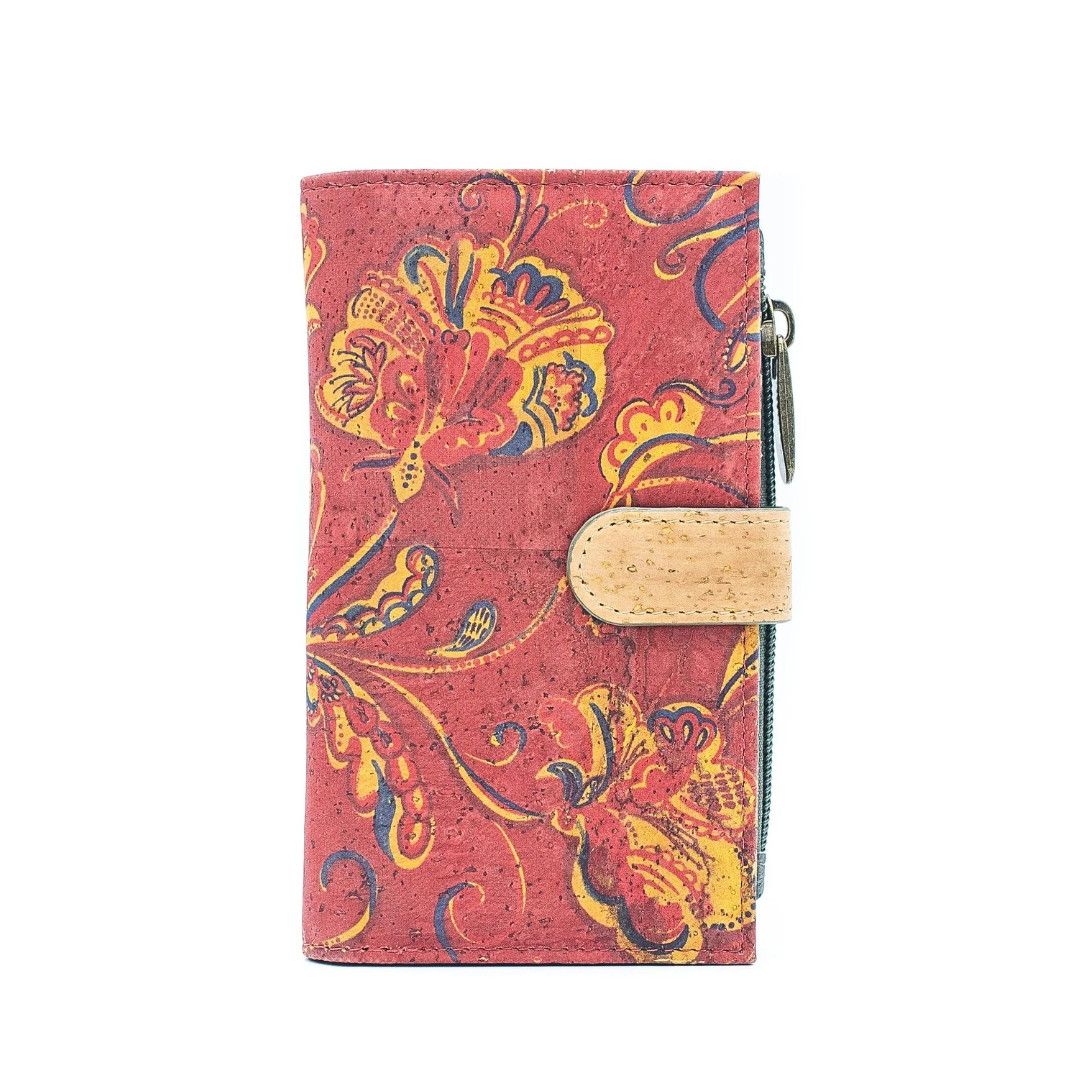 Portofel RFID din pluta Red Flowers