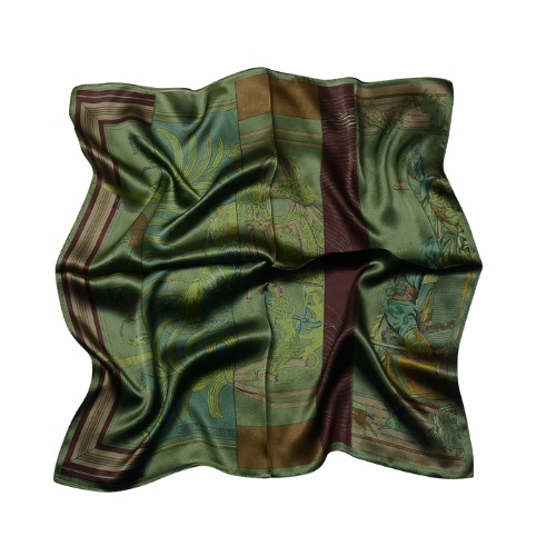 Esarfa din satin Tropical Green