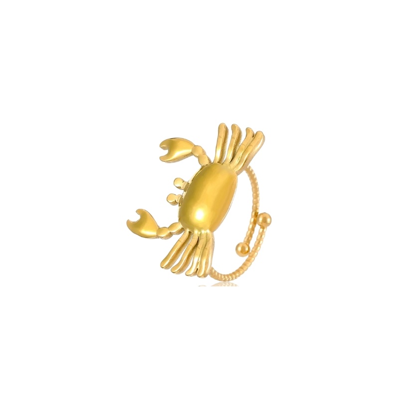 Inel deschis placat cu aur Crab