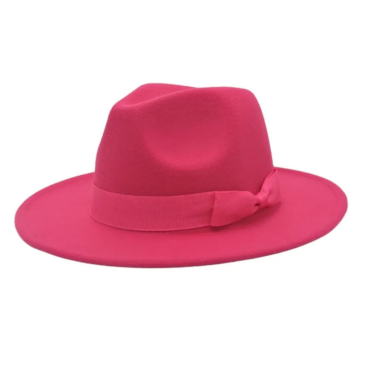 Palarie unisex din fetru cu boruri drepte fuchsia