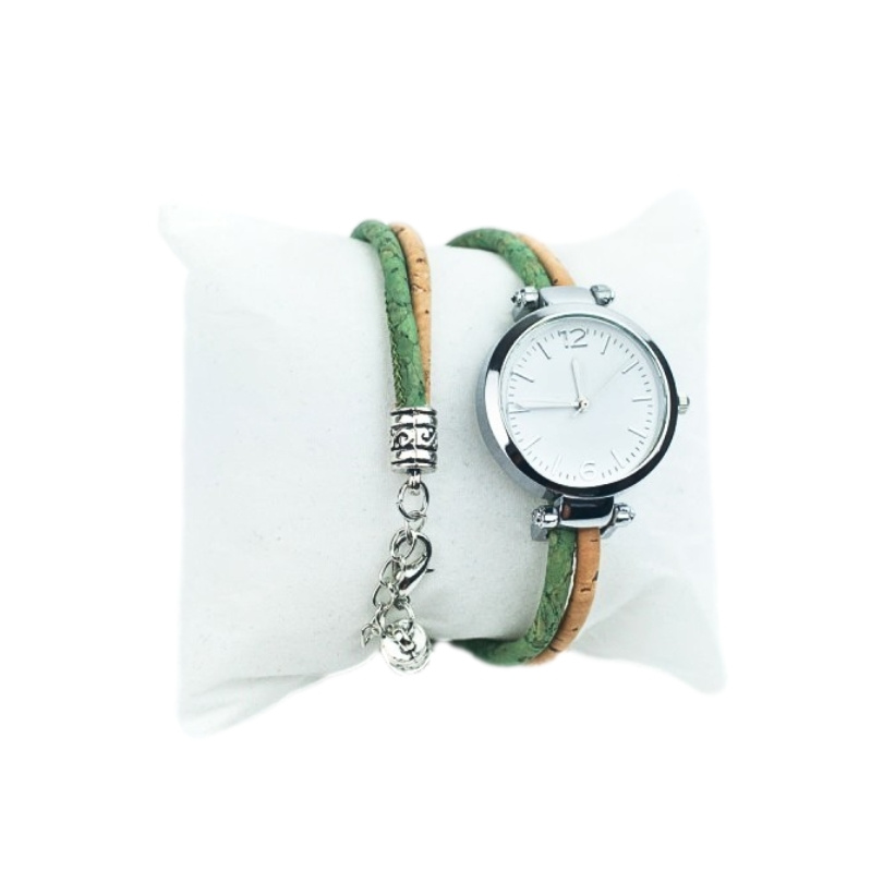 Ceas cu bratara dubla natural - green
