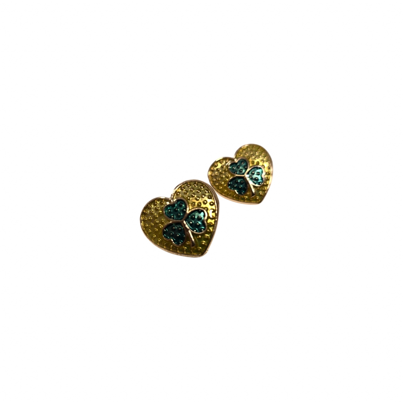 Cercei din inox cu email Green Heart