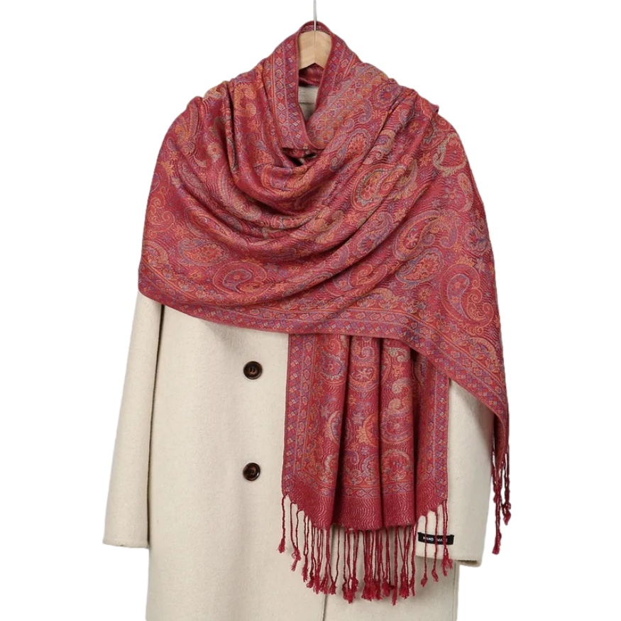 Esarfa casmir jacquard paisley rosu