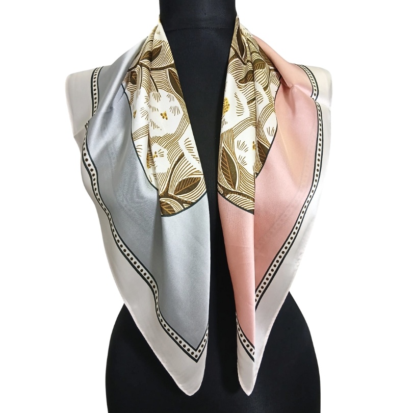 Esarfa din satin Gray and Pink