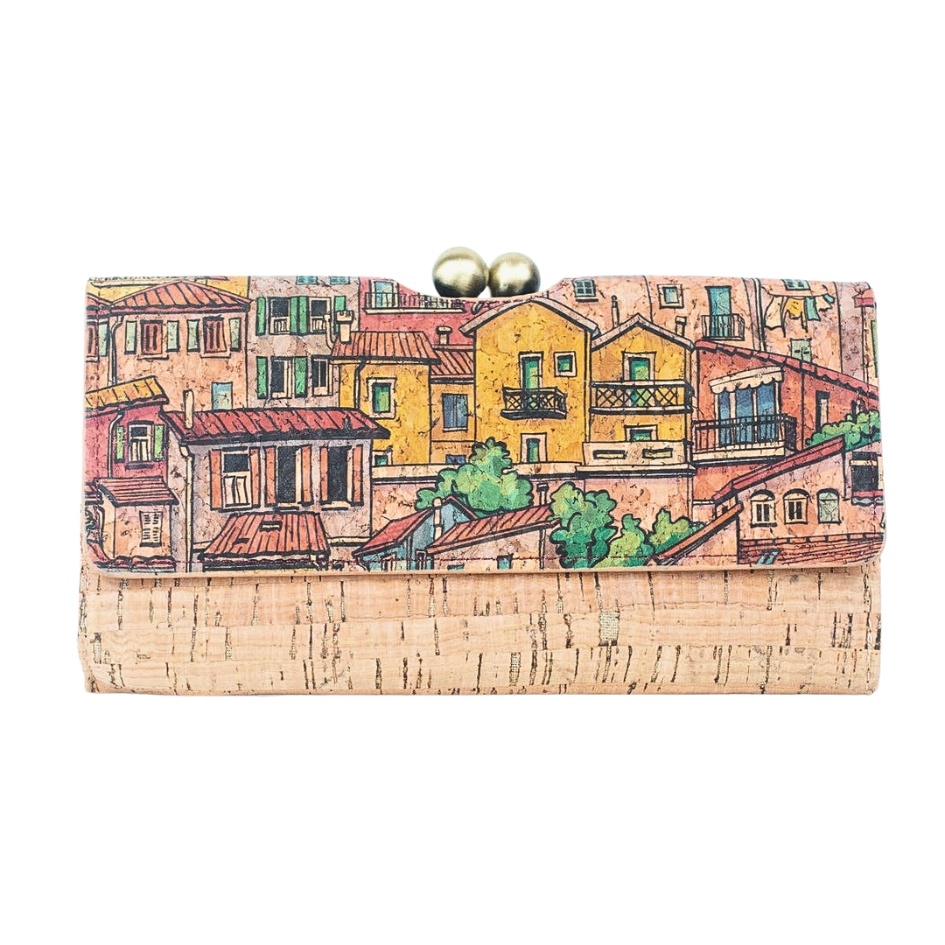 Portofel dama tip clutch cu ilustratie oras