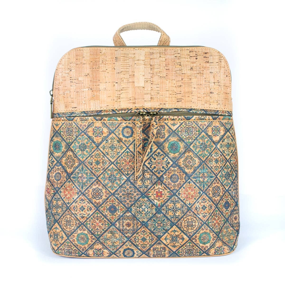 Rucsac dama din pluta model geometric colorat
