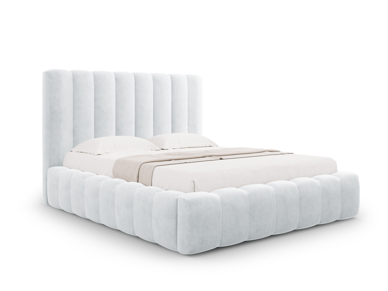 Pat gri deschis din textil 140x200 cm Kelp Micadoni