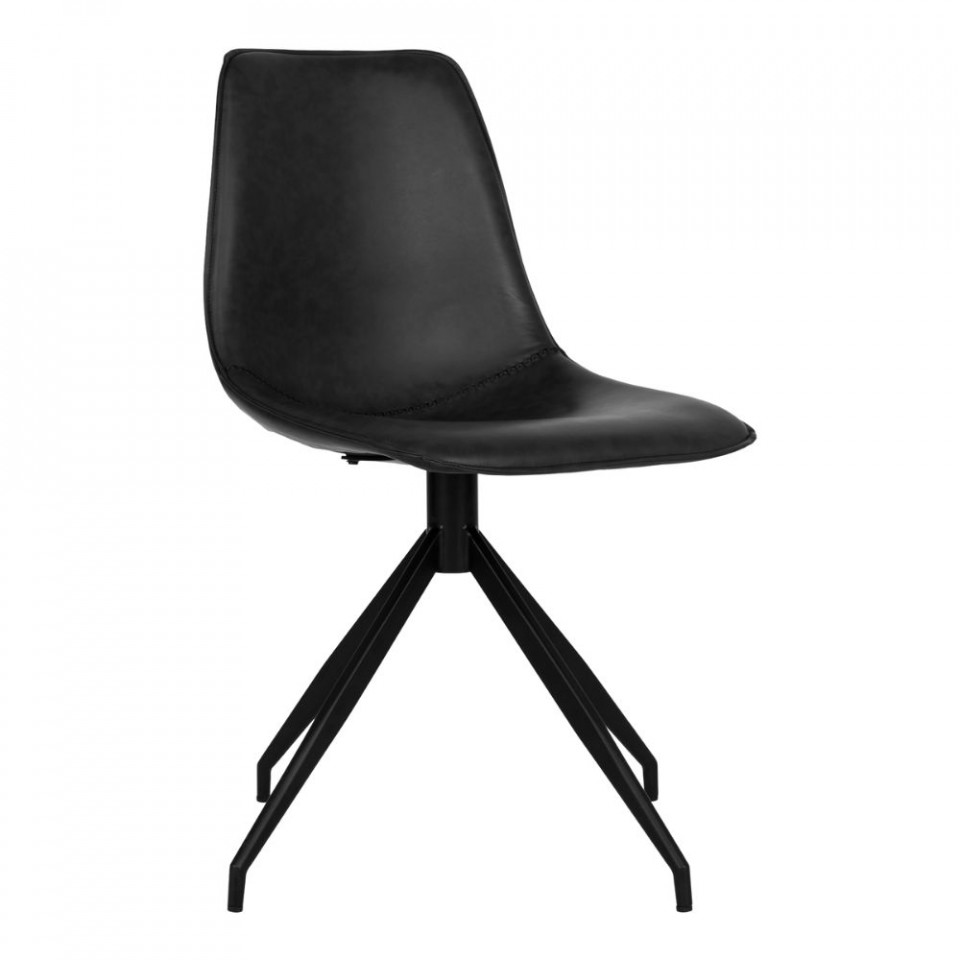 Scaun dining rotativ negru din piele ecologica Monaco House Nordic