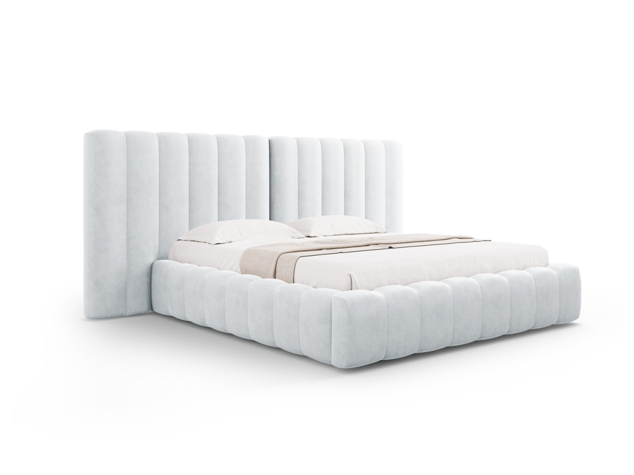 Pat gri deschis din textil 160x200 cm Kelp Alfa Micadoni