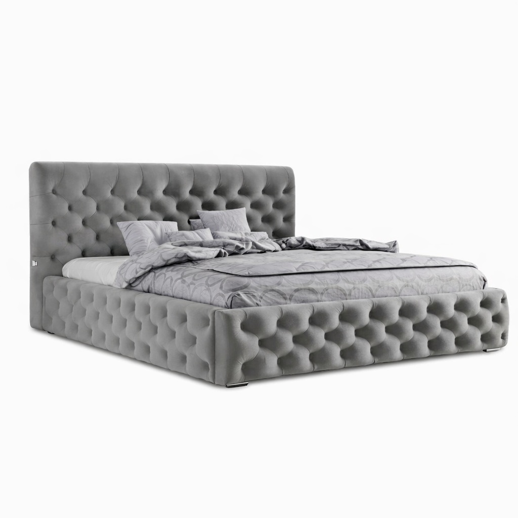 Pat gri platinat din catifea 180x200 cm Verdi FURPOL