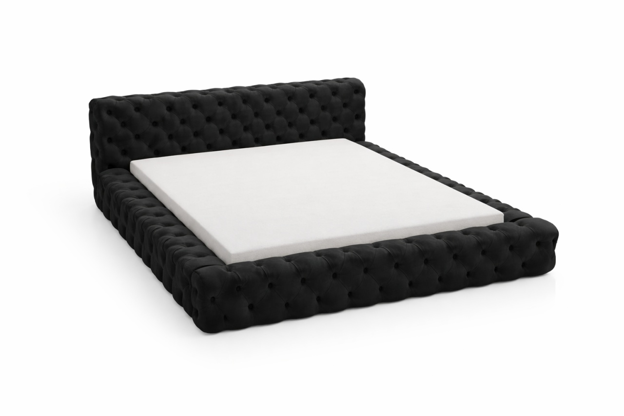 Pat negru din catifea 180x200 cm Zonan FURPOL