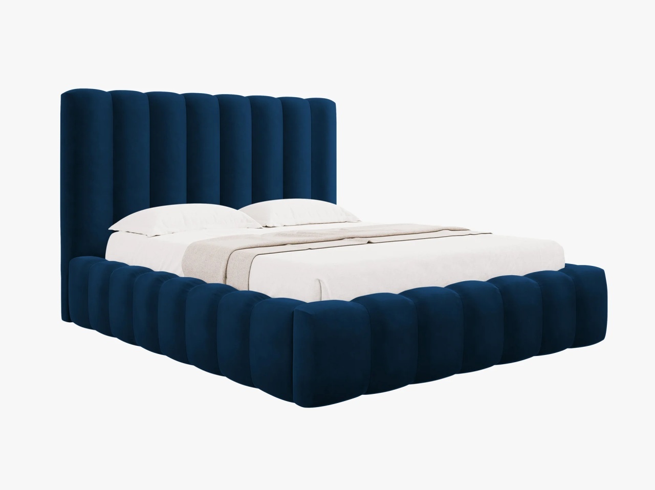 Pat albastru royal din catifea 200x200 cm Kelp Micadoni