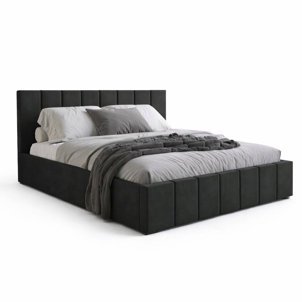 Pat negru din catifea 160x200 cm Slim FURPOL