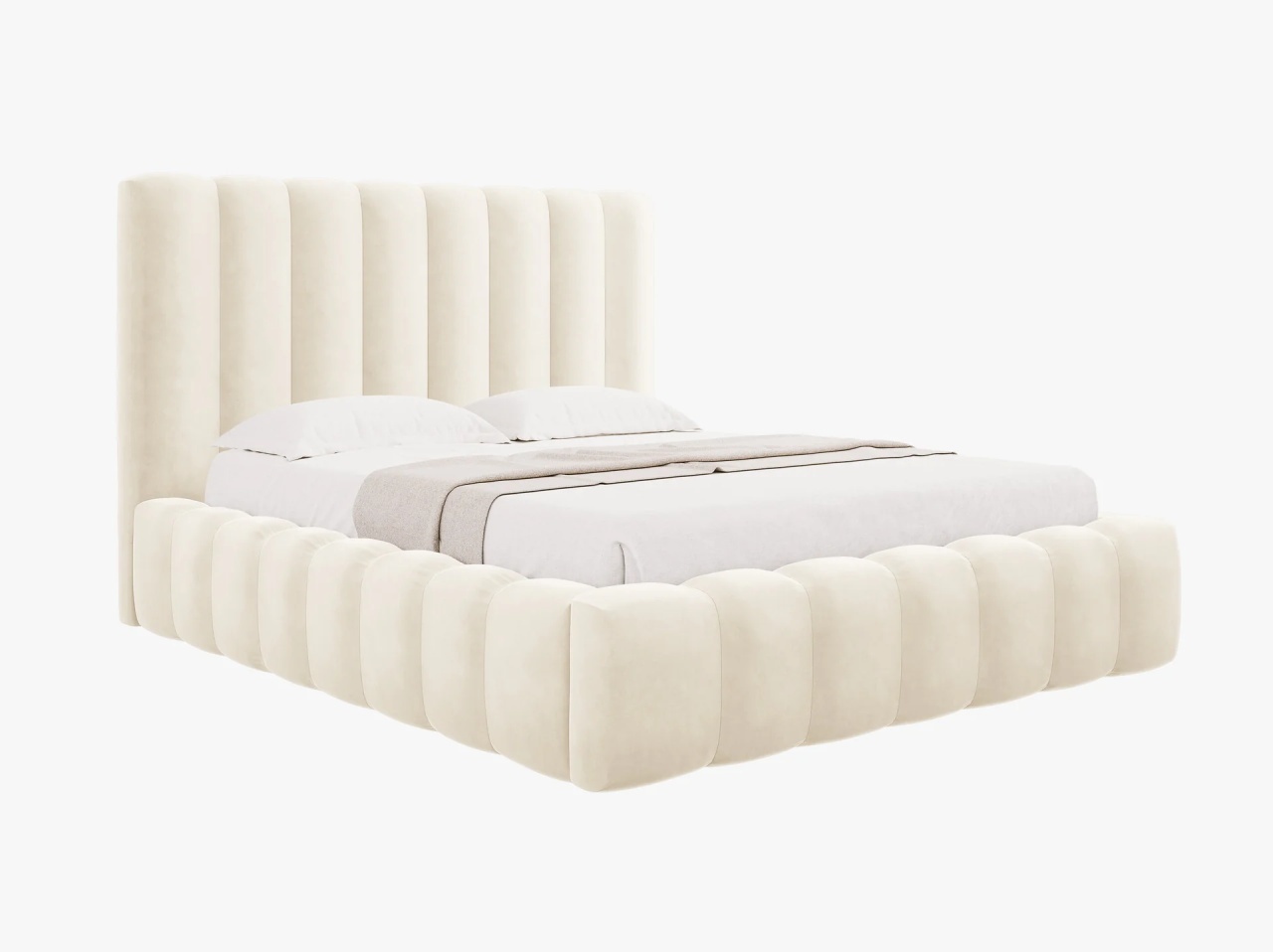 Pat bej deschis din catifea 200x200 cm Kelp Micadoni