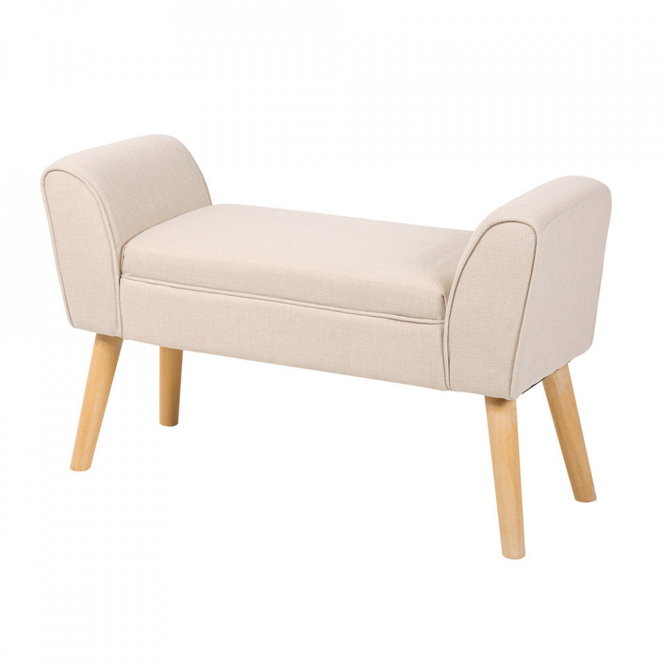 Bancheta bej din textil 90 cm Scarlett The Home Collection