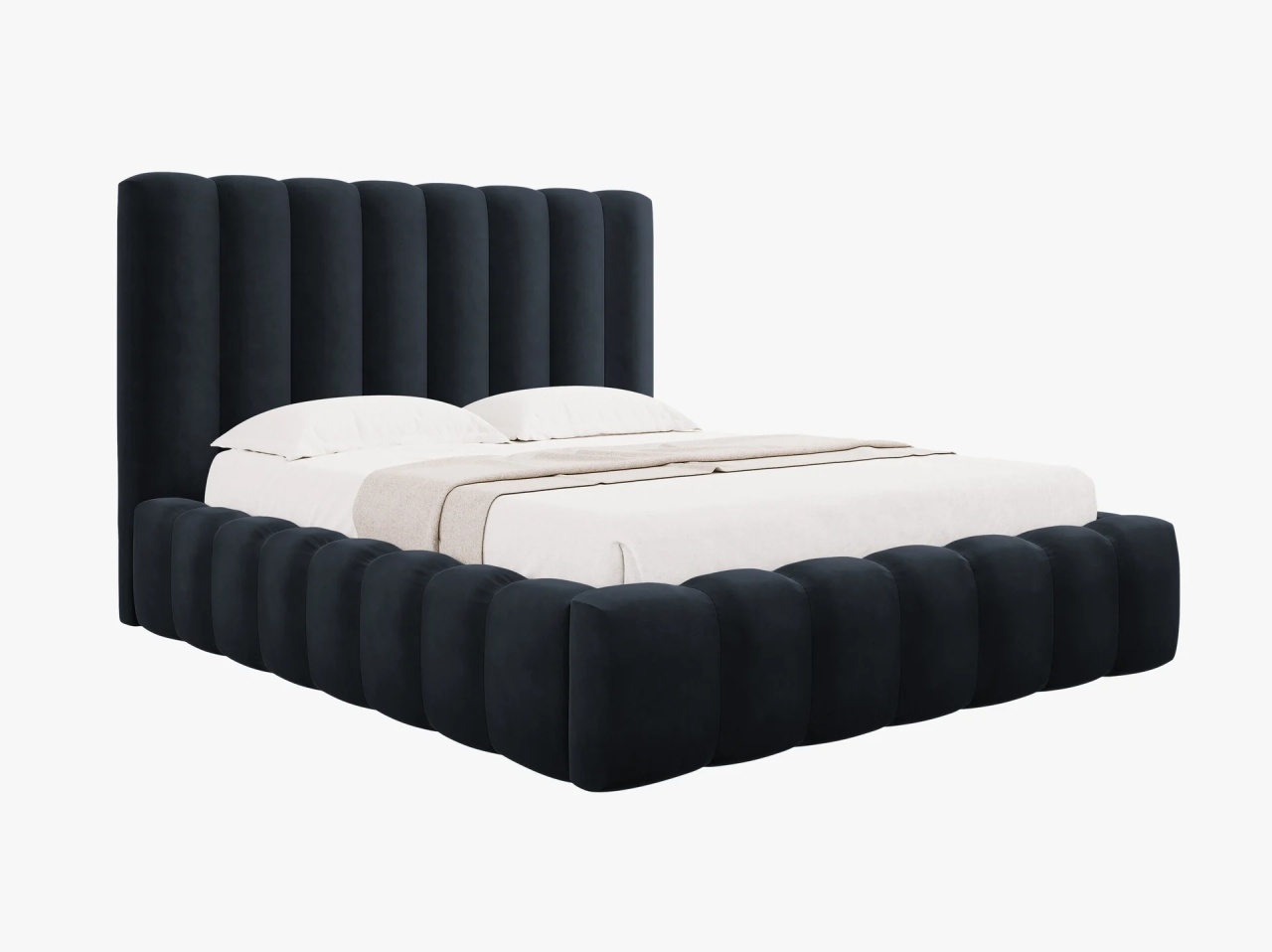 Pat albastru inchis din catifea 200x200 cm Kelp Micadoni