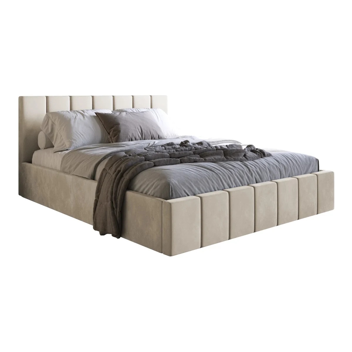 Pat bej din catifea 140x200 cm Slim FURPOL