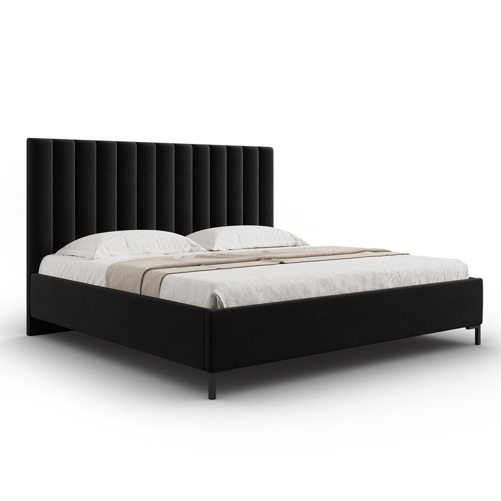 Pat negru din catifea 140x200 cm Allison Micadoni