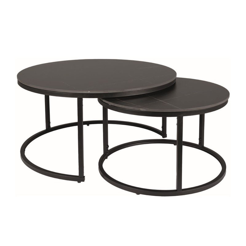 Set 2 mese de cafea negre din metal Ferrante The Home Collection