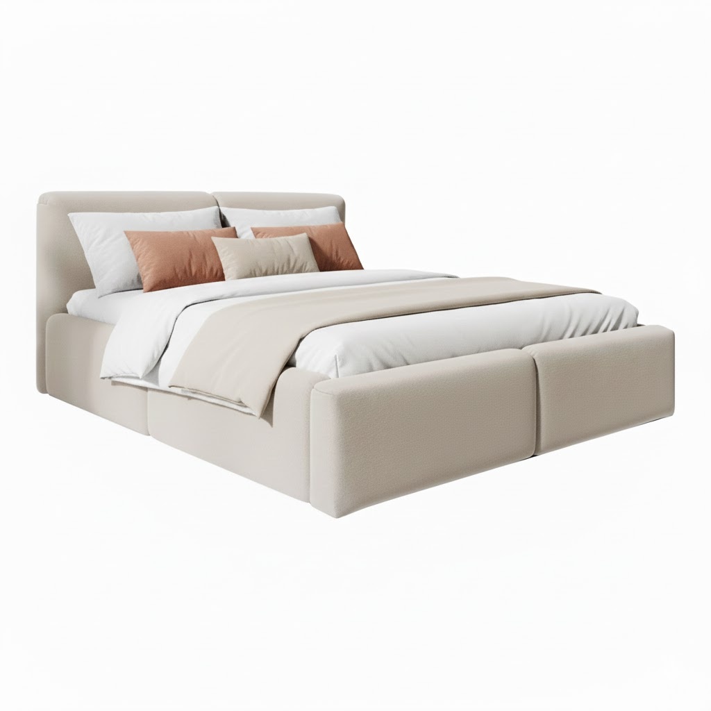 Pat bej deschis din textil 160x200 cm Rosalie FURPOL