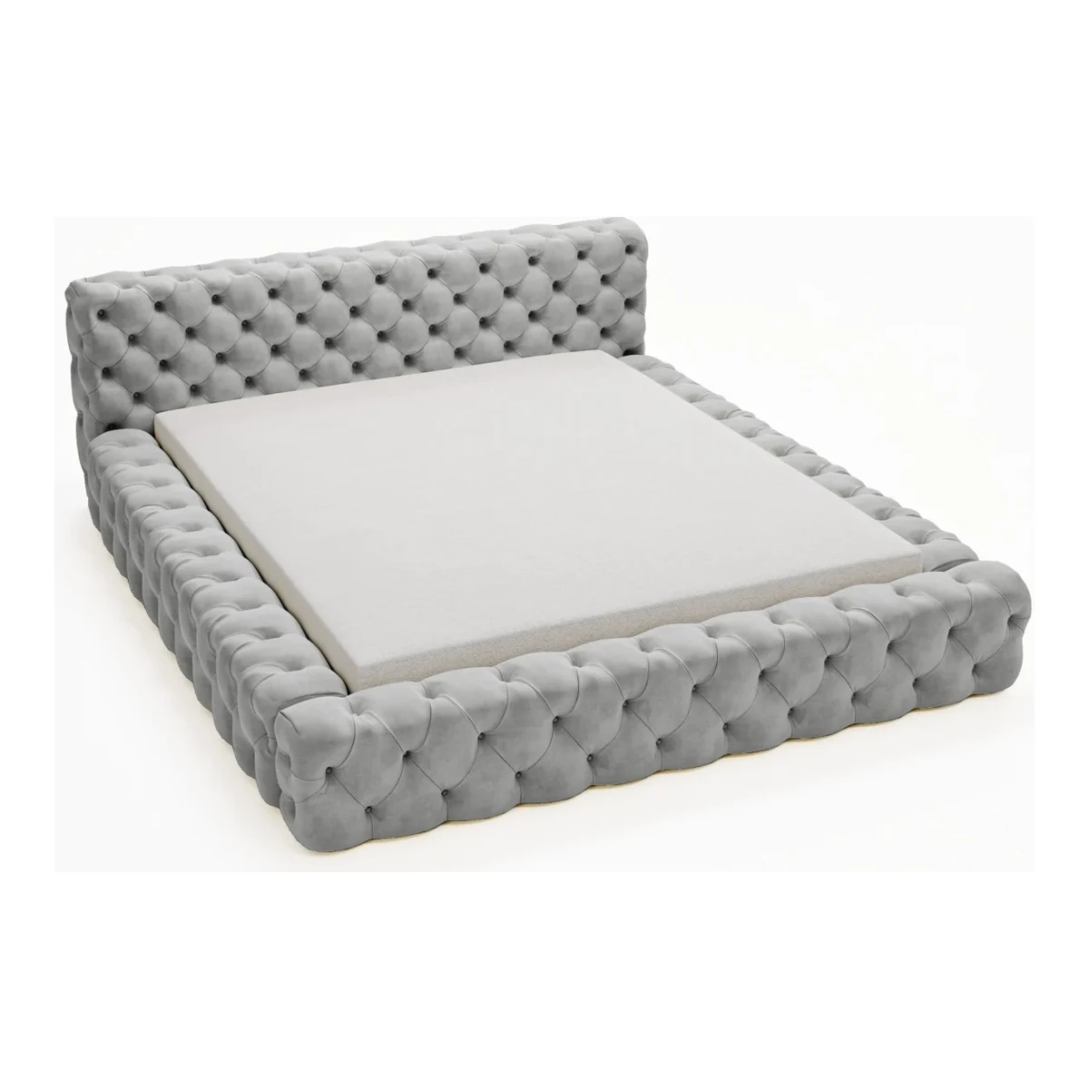 Pat gri cenusiu din catifea 180x200 cm Zonan FURPOL