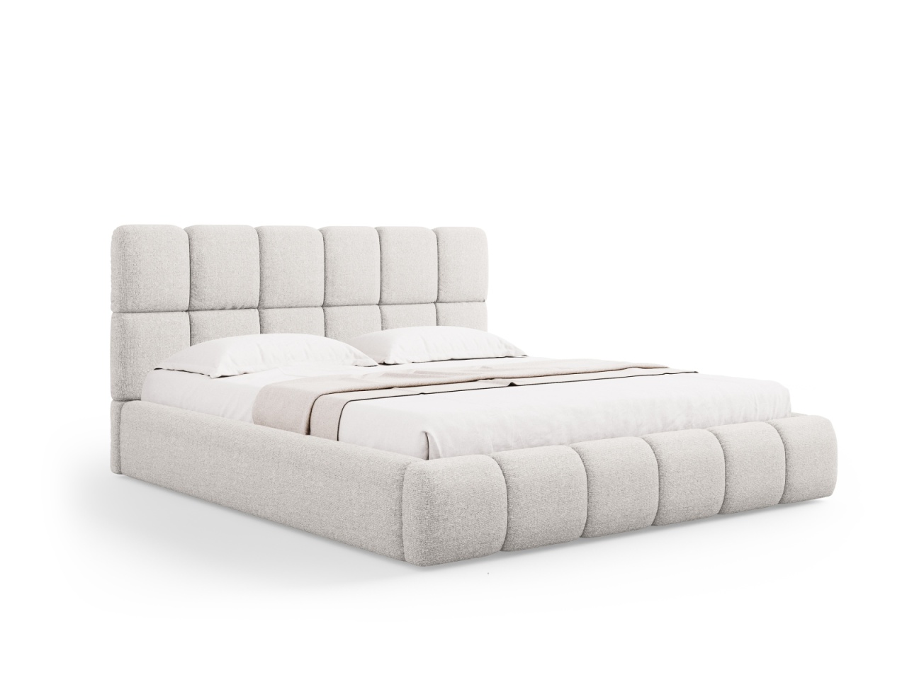 Pat gri deschis din textil 160x200 cm Bellis Micadoni