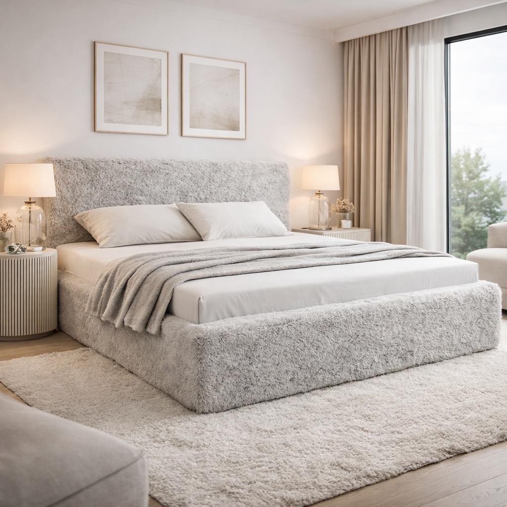 Pat gri din textil 140x200 cm Lappo FURPOL