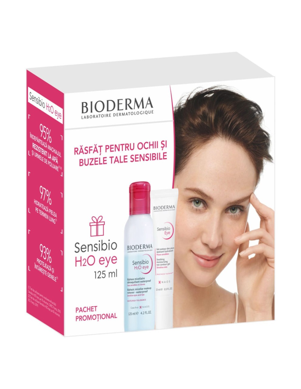 Bioderma pachet sensibio contur ochi, 15ml + h2o eye 125ml