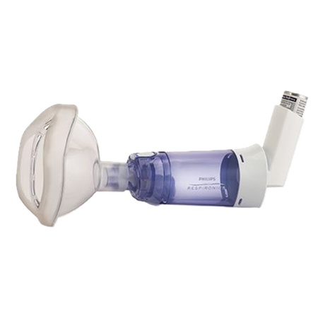 Cameră de retenție antistatica cu supapă și mască pediatrica 5 ani+ Respironics Optichamber Diamond, 1 bucată, Philips