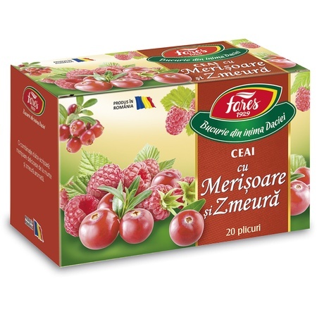 Ceai cu merisoare și zmeură, 20 plicuri, Fares