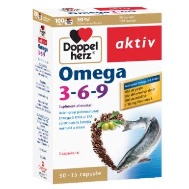 Doppelherz Aktiv Omega 3-6-9, 30 Capsule + 15 Capsule Gratis