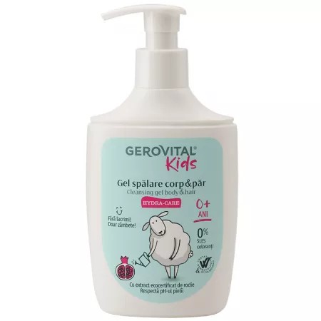 Gerovital Kids Hydra Care gel de spalare pentru corp si par cu rodie, 300 ml