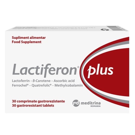Lactiferon Plus - Supliment pentru Anemie, 30 Comprimate Gastrorezistente