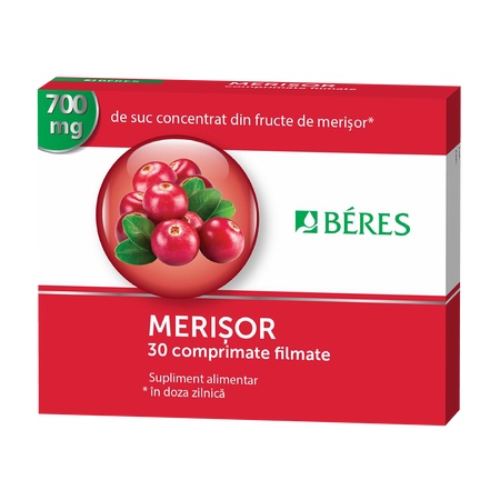 Merișor, 700 mg, 30 comprimate filmate, Bereș