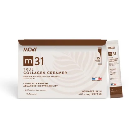 Molecules of Youth m31 True Collagen Creamer, colagen bovin Peptan cu MCT pentru cafea, 15 plicuri x 7 g