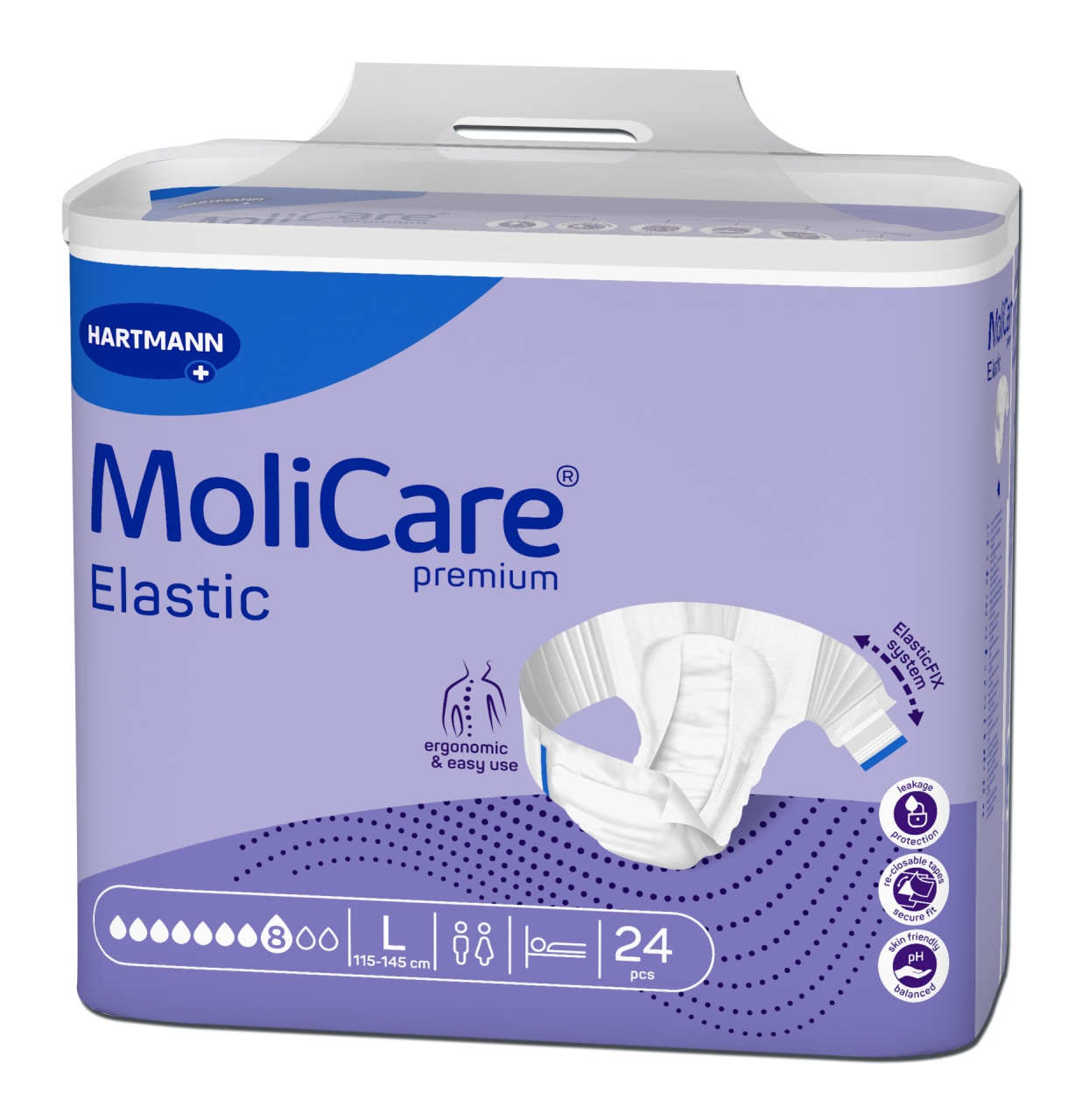 MoliCare Premium Elastic Scutece adulti L, 24 bucati 8 picaturi, Hartmann