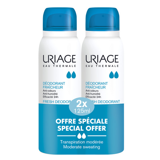 Pachet deodorant spray cu piatra de alaun, 2x 125 ml, uriage