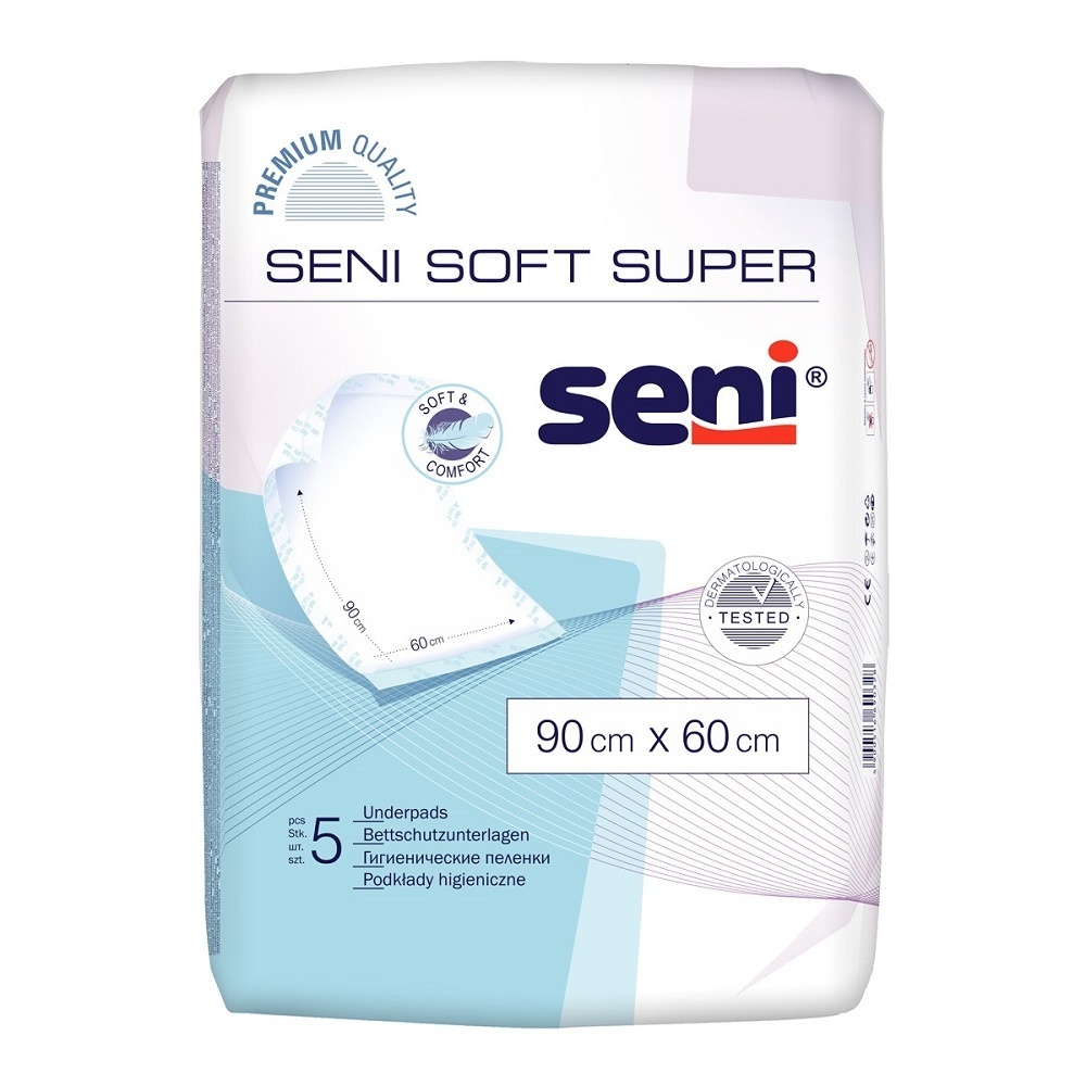 Seni Soft Super Aleze de Protecție 90 x 60 cm, 5 bucăți