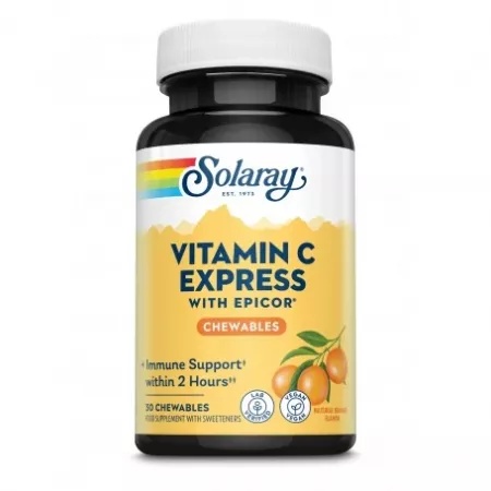 Solaray Vitamin C Express cu Epicor, zinc si echinacea, 30 comprimate masticabile