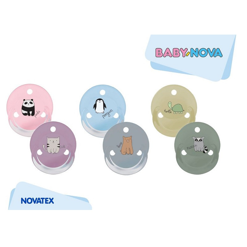 Suzeta 0-24 luni silicon rotunde albastru+gri, 2buc, baby nova