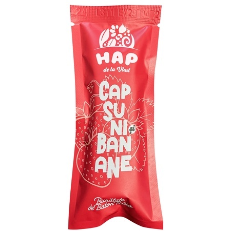 Baton raw vegan cu căpșuni și banane, 45 g, Hap de la Vlad