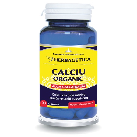 Calciu organic algă calcaroasă, 30 capsule, Herbagetica