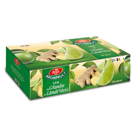 Ceai cu ghimbir și lămâi verzi, Aromafruct, 100 plicuri, Fares