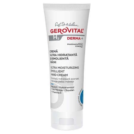Cremă de mâini ultra hidratantă și emolientă H3 Dermă+, 100 ml, Gerovital
