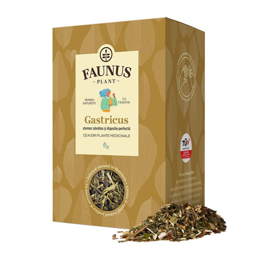 Faunus Ceai Gastricus cu flori de salcam, galbenele si patlagina, 90 g
