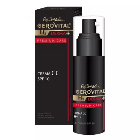 Gerovital H3 Derma+ Premium Care crema CC SPF 10, nuanta medie, 30 ml